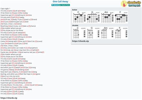 Chord: One Call Away - tab, song lyric, sheet, guitar, ukulele | chords.vip