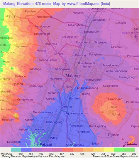 Elevation of Malang,Indonesia Elevation Map, Topography, Contour