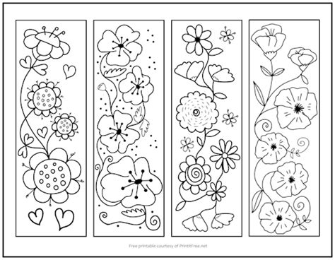 Flower Bookmarks to Color | Print it Free