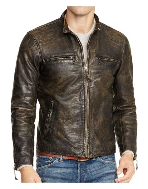 Vintage Mens Distressed Genuine Leather Jacket | ubicaciondepersonas ...