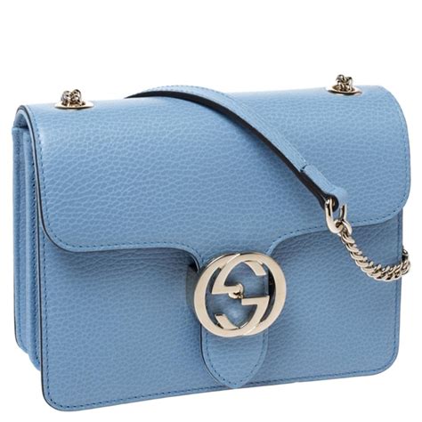 Gucci Light Blue Leather Interlocking G Shoulder Bag For Sale at 1stDibs | gucci interlocking g ...