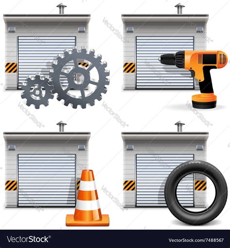 Garage with tools and spares Royalty Free Vector Image