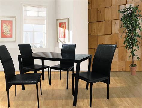 Smoked Black Glass Table Top 5 Piece Dining Set – All Nations Furniture