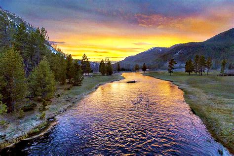 Sunset Yellowstone National Park Madison River Photograph by Bob and Nadine Johnston - Pixels