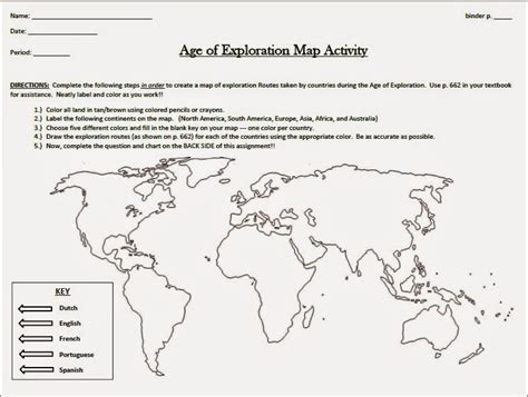 Age Of Exploration Map Worksheet