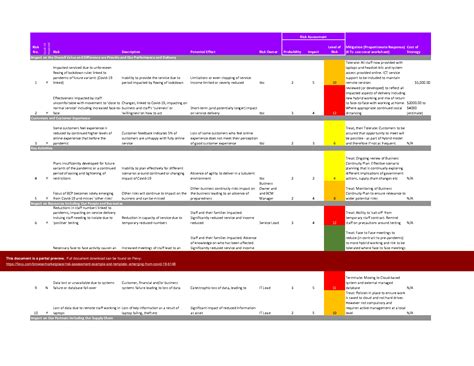 Excel Template: Risk Assessment Example & Template - Emerging from COVID-19 (Excel template XLSX ...