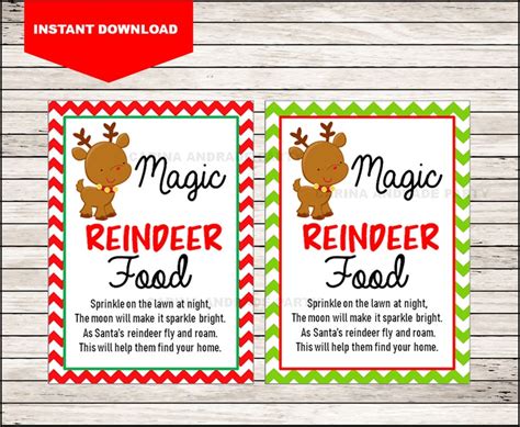 Magic reindeer food Tags Printable reindeer food Christmas | Etsy