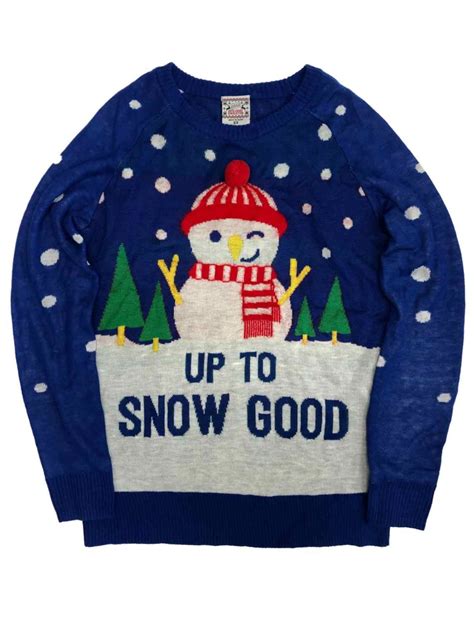 Womens Lightweight Blue Up To Snow Good Snowman Christmas Holiday ...