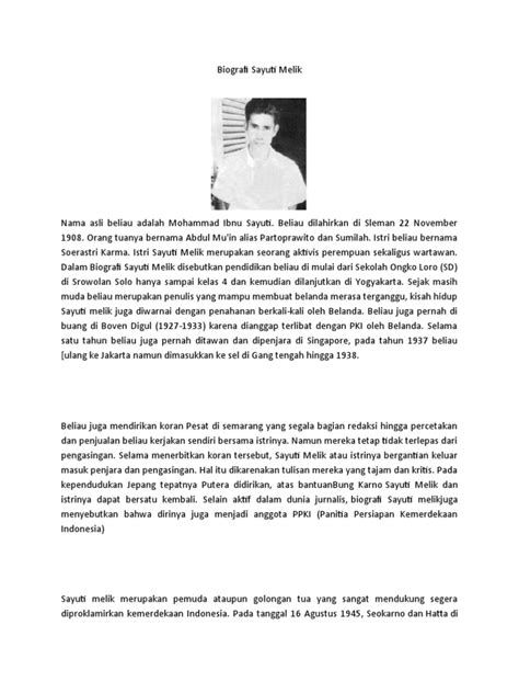 Biografi Sayuti Melik | PDF