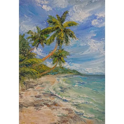 Tropical Beach Painting Oil Original Art Seascape Wall Art | Etsy