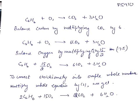 how to balance chemical equation c6h6+o2 arrow mark co2+h20 but. i ...