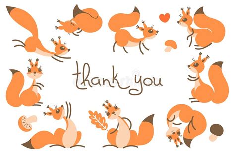 Thank You Card Cute Squirrels Stock Illustrations – 3 Thank You Card Cute Squirrels Stock ...