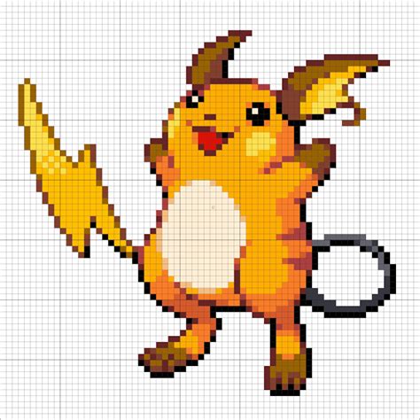 #26 Raichu - Minecraft Pixel Art | Pokemon cross stitch, Pokemon pattern, Pokemon cross stitch ...