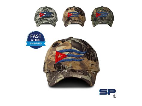 Camo Baseball Cap Cuba Cuban Flag Flame Embroidery Flags Gift for Her ...