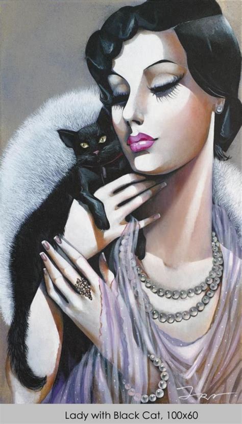 "Lady with Black Cat," Femme Fatale Collection -- by Ira Tsantekidou (b.1967, Greek) | Schwarze ...