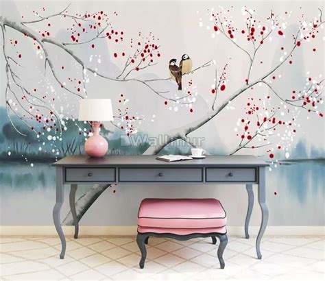 🔥 Free Download Watercolor Lake Landscape With Birds Wallpaper Mural by @victorial | WallpaperSafari