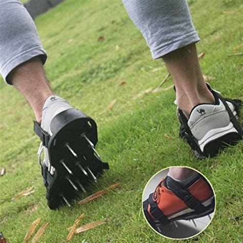 MICHLEY Lawn Aeration Shoes with 4 Straps, Yard Ground Aerator Soil ...