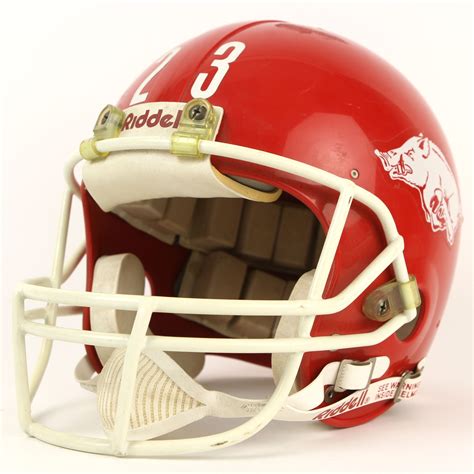 Lot Detail - 1980's Arkansas Razorback #23 Game Worn Football Helmet ...