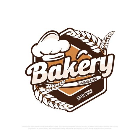 Bakery logo design vector with hexagonal badge, best for bread shop, food store logo emblem ...