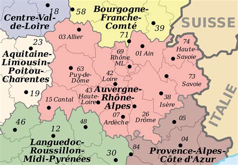Carte de l'Auvergne-Rhône-Alpes - Auvergne-Rhône-Alpes cartes de la région