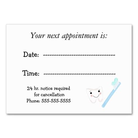 Dental Appointment Cards Templates