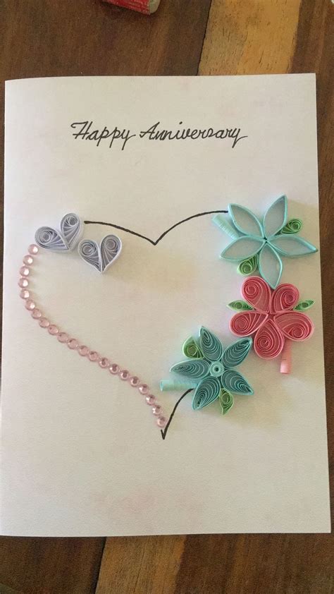 Quilled anniversary card | Diy wedding anniversary cards, Quilling cards, Anniversary cards