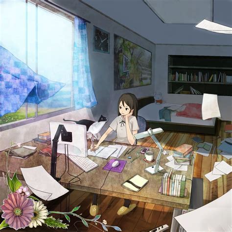 Anime Studying Wallpaper