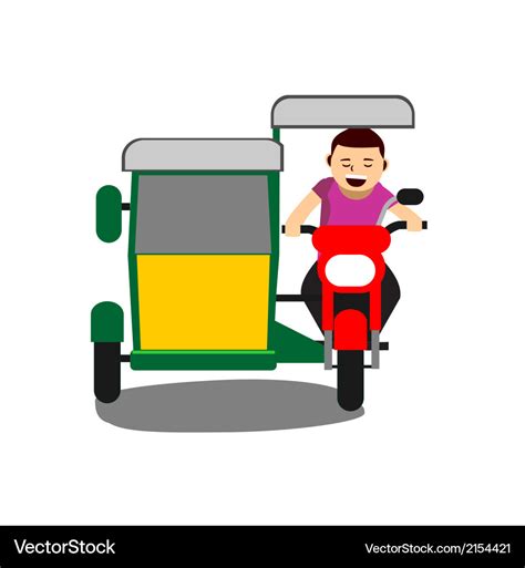 Young man driving a tricycle Royalty Free Vector Image