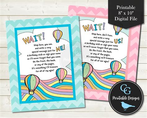 Birthday Wishes Printable Guest Book Signing Sign Pastel | Etsy