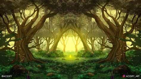 Fantasy Forest Digital Painting / Nature Environment Landscape Art / Forest Photoshop Timelapse ...