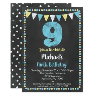 9 Year Old Boy Birthday Invitations | Zazzle