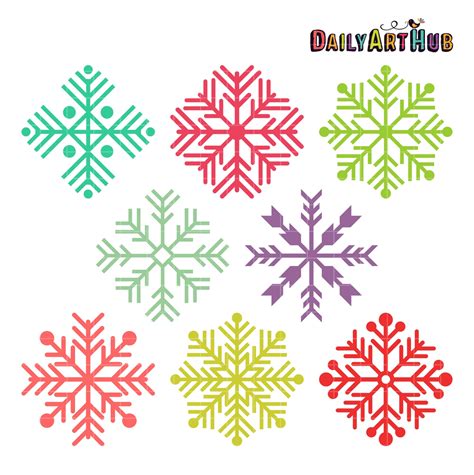 8 Colorful Snowflakes Clip Art Set – Daily Art Hub // Graphics ...