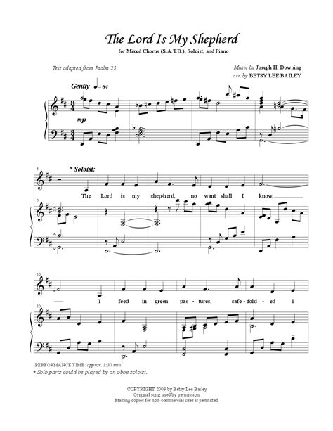 The Lord Is My Shepherd (by Betsy Bailey -- Oboe, SATB)