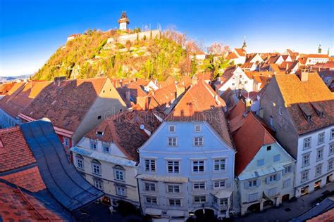 Graz Cityscape and Schlossberg Panoramic View Stock Photo - Image of panorama, idyllic: 110646770