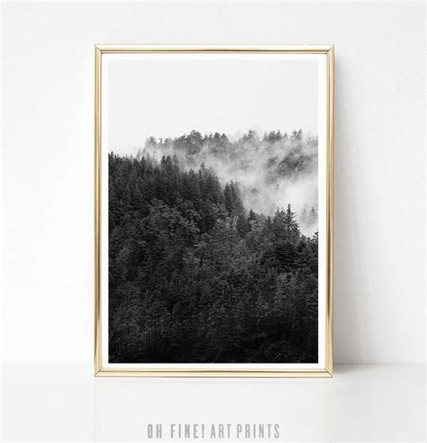 Black and White Wall Art Print Forest Print Scandinavian - Etsy