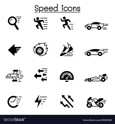 Speed fast icon set graphic design Royalty Free Vector Image