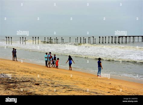 Tourists enjoying, Alappuzha Beach, Alappuzha, Alleppey, Kerala, India ...