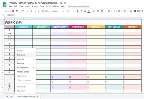 Google Sheets Weekly Planner Template 2024 - Nessi ZsaZsa