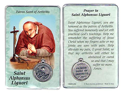 Buy Saint Alphonsus Liguori Prayer Card with Medal | Gifts Catholic