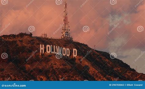 The Hollywood Sign at Sunset Editorial Image - Image of signage ...