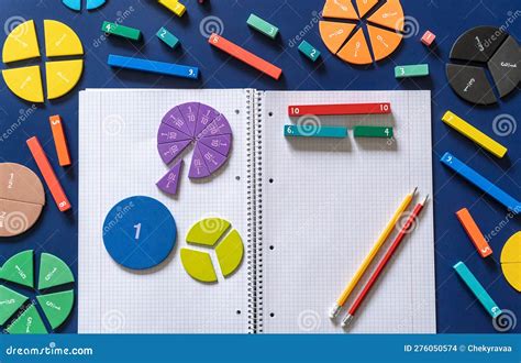 Math Fractions on Blue Background. Interesting Math for Kids. Education ...