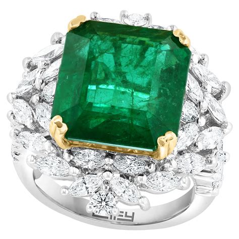 Effy Hematian 18 Karat White and Yellow Gold Emerald and Diamond Ring ...