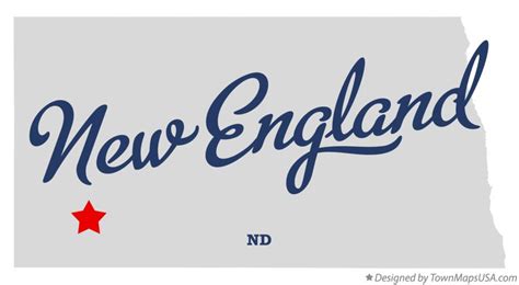 Map of New England, ND, North Dakota