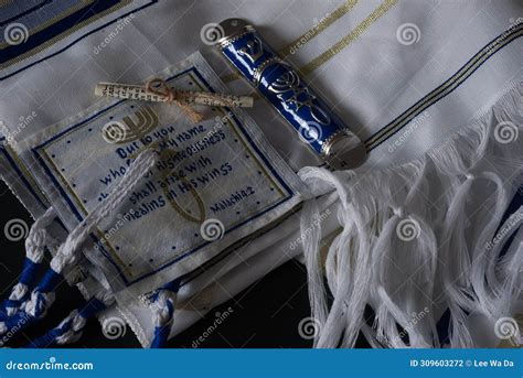 Mezuzah Scrolls on a Beautiful White Tallit Stock Photo - Image of ...