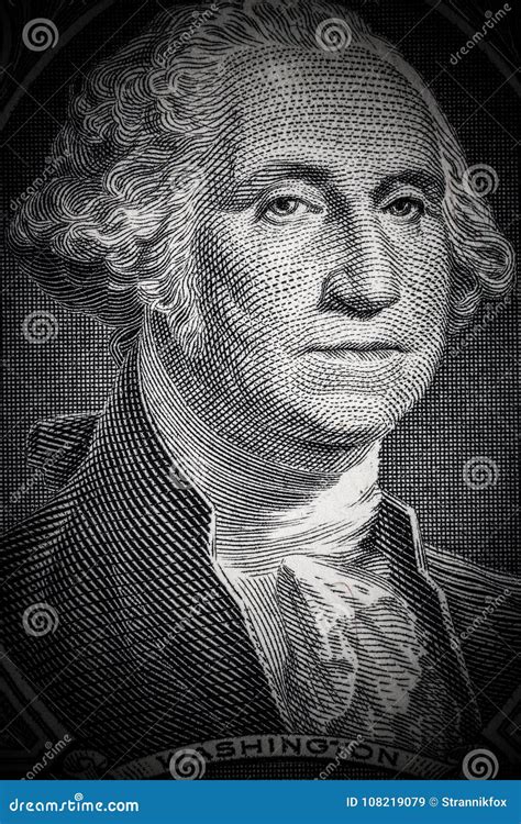 Close Up To George Washington Portrait on One Dollar Bill. Toned Stock ...