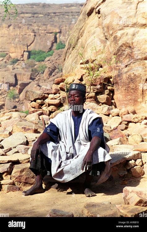 Religious leader of the Dogon people on the Bandiagara Escarpment in ...