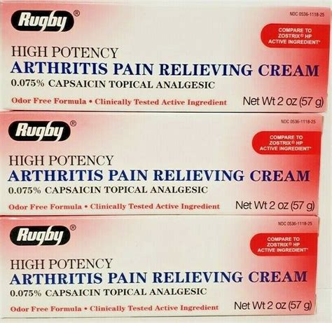 Capsaicin 0.075% Cream High Potency Arthritis Relief 2oz -3 Pack -Exp ...