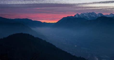 Sunset Mountain With Trees At Golden Hour Nature Image Free Photo