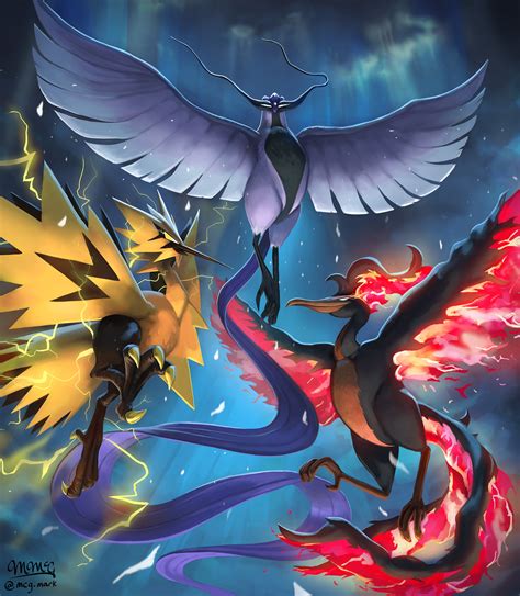 Articuno, Zapdos, Moltres by mcgmark on DeviantArt