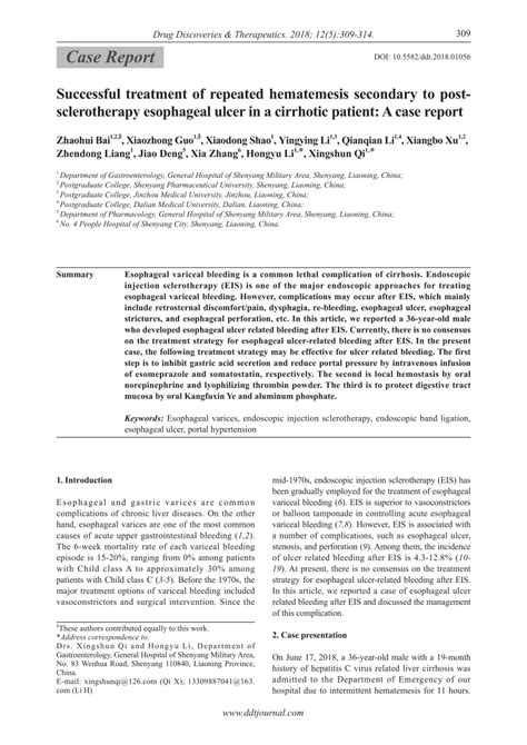 (PDF) Successful treatment of repeated hematemesis secondary to ...